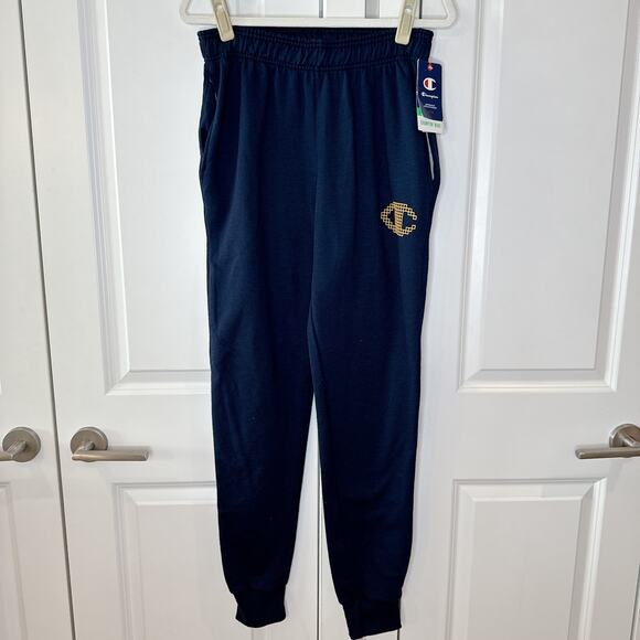 CHAMPION -NWT- Navy Powerblend Fleece Graphic Jogger Sweatpants | M - Picture 1 of 9